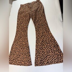 Ranch Dress’n Stylish Leopard Print High Rise super Flare Jeans stretch raw cut
